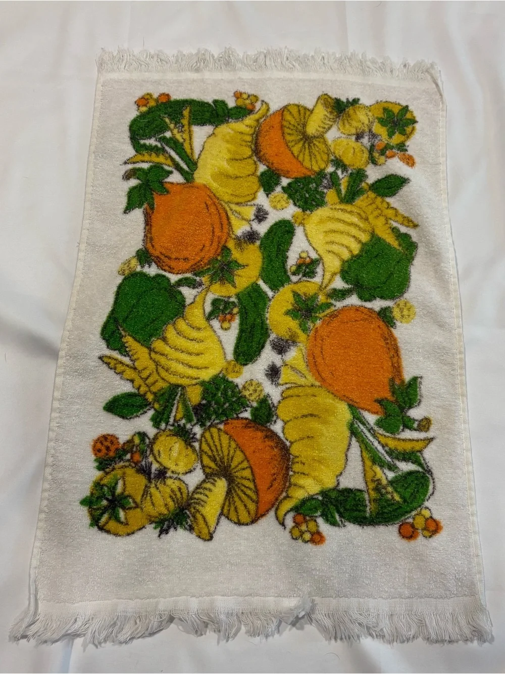 Vtg 70's Mushroom Cannon Kitchen Hand Towel Dish USA Cotton Terry Cloth MCM